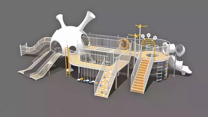Outdoor playground boardwalk for kindergarten 3D model