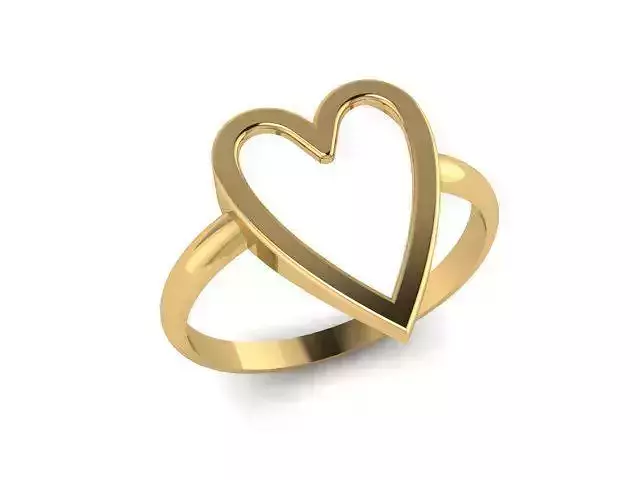 Anel Coracao Lizo Vazado
