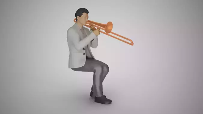 Man Playing the Trombone 3D print model