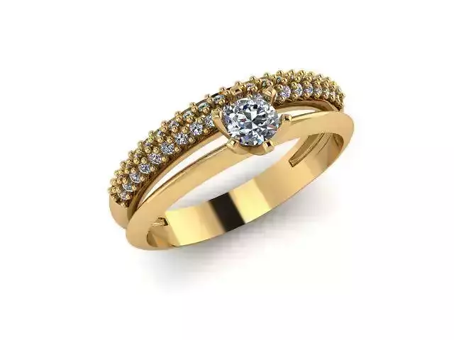 Anel meio alianca solitario