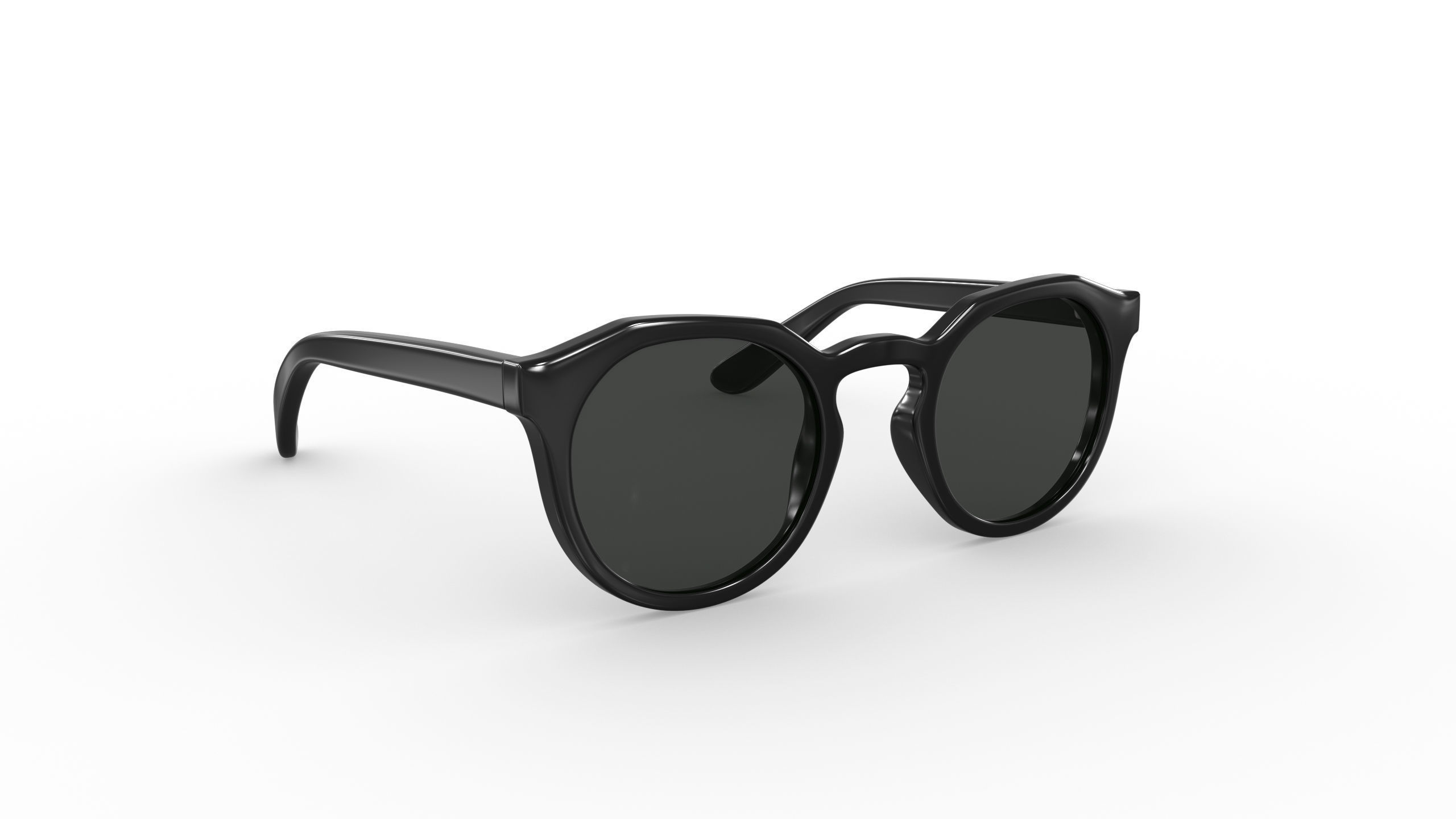 Round Lens Sunglasses 3D model_3