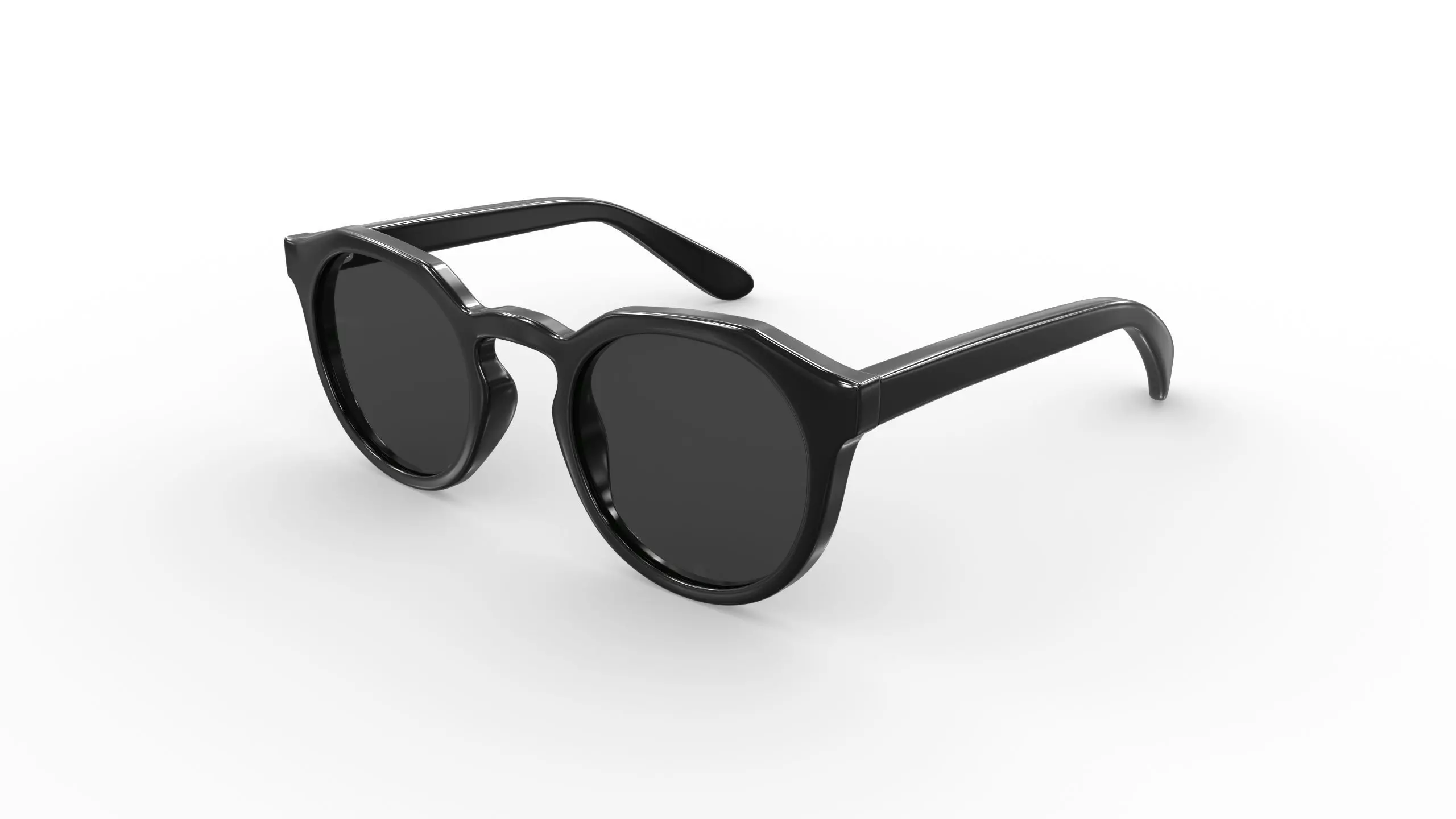 Round Lens Sunglasses 3D model_0