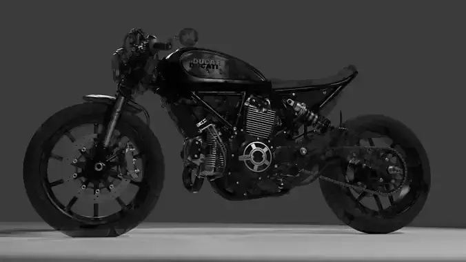 Rigged Ducati Scrambler Motorcycle - Realistic 3D Model 3D model