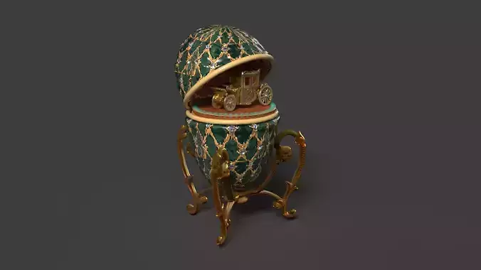 Faberge egg with carriage  Low-poly 3D model