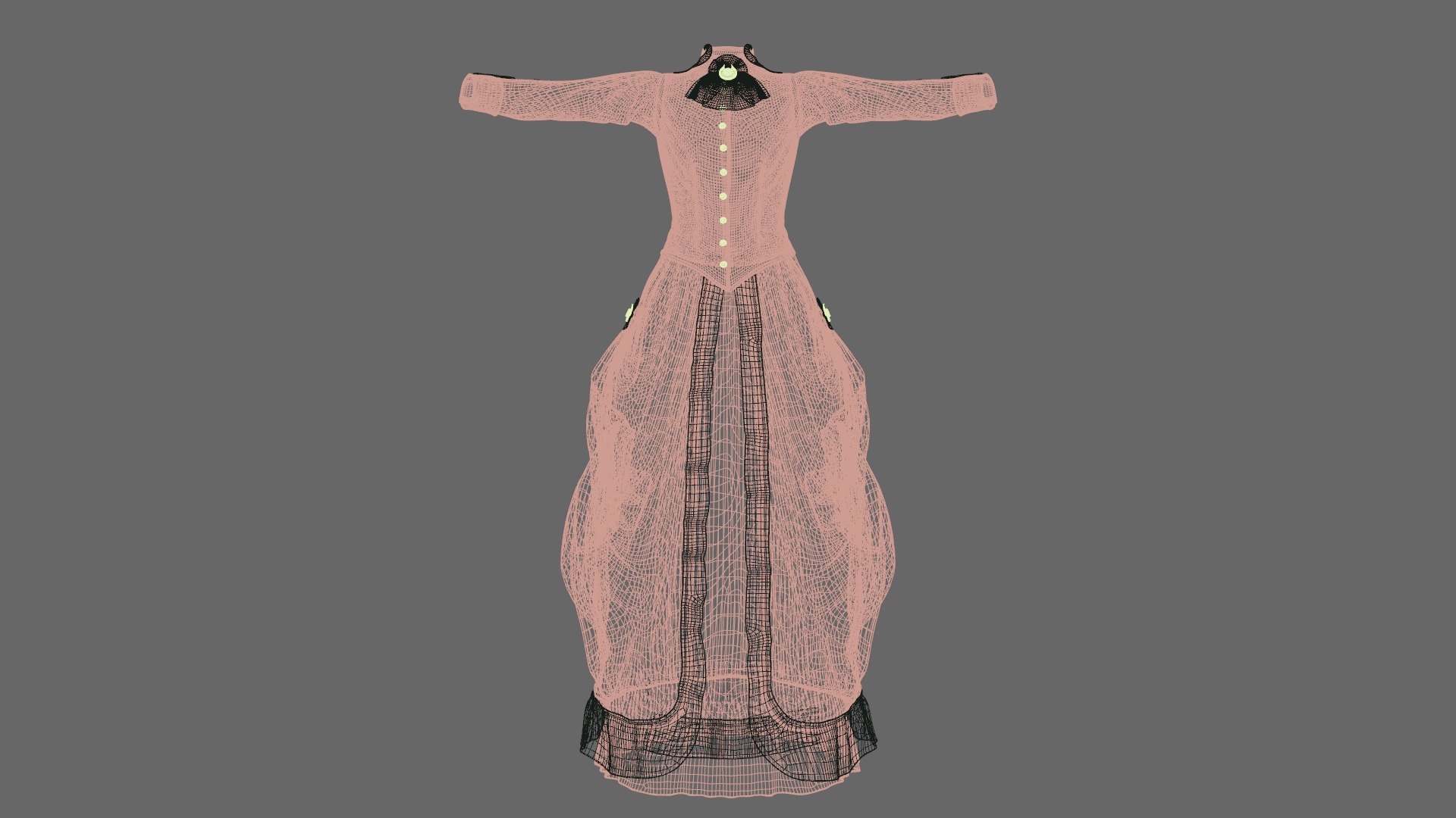 Victorian Gown Dress Clothing Outfit Low-poly 3D model_8