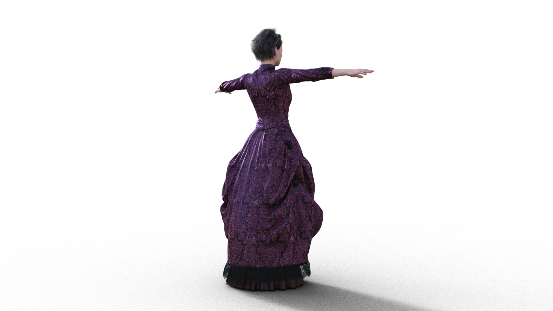 Victorian Gown Dress Clothing Outfit Low-poly 3D model_6