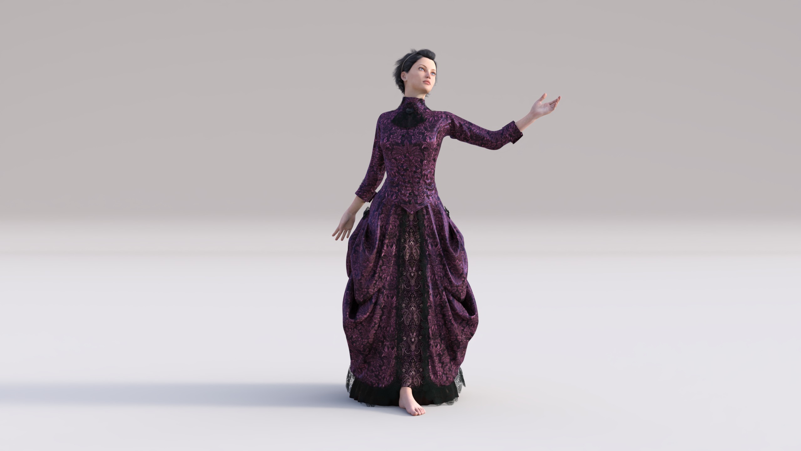 Victorian Gown Dress Clothing Outfit Low-poly 3D model_3