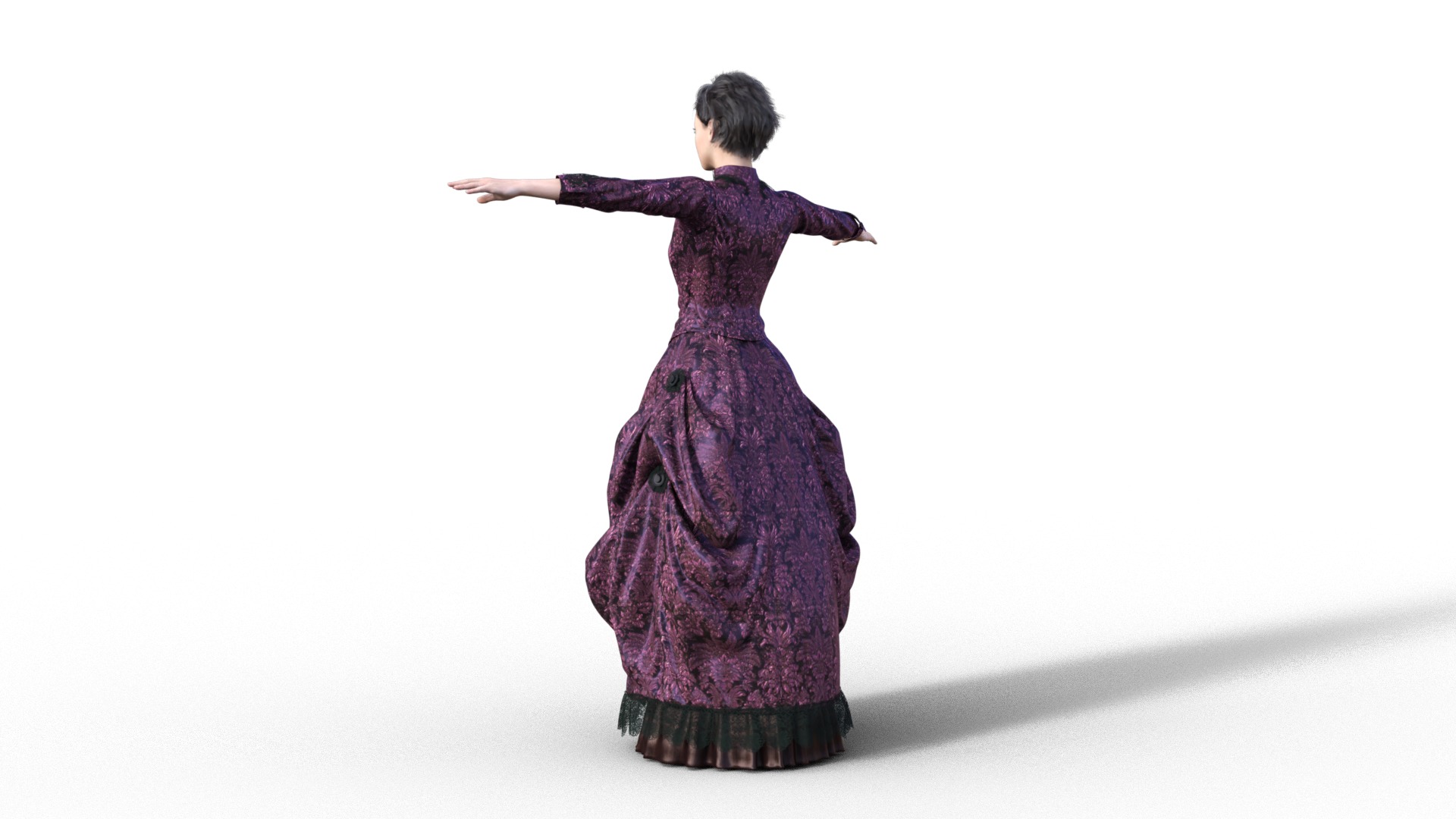 Victorian Gown Dress Clothing Outfit Low-poly 3D model_5