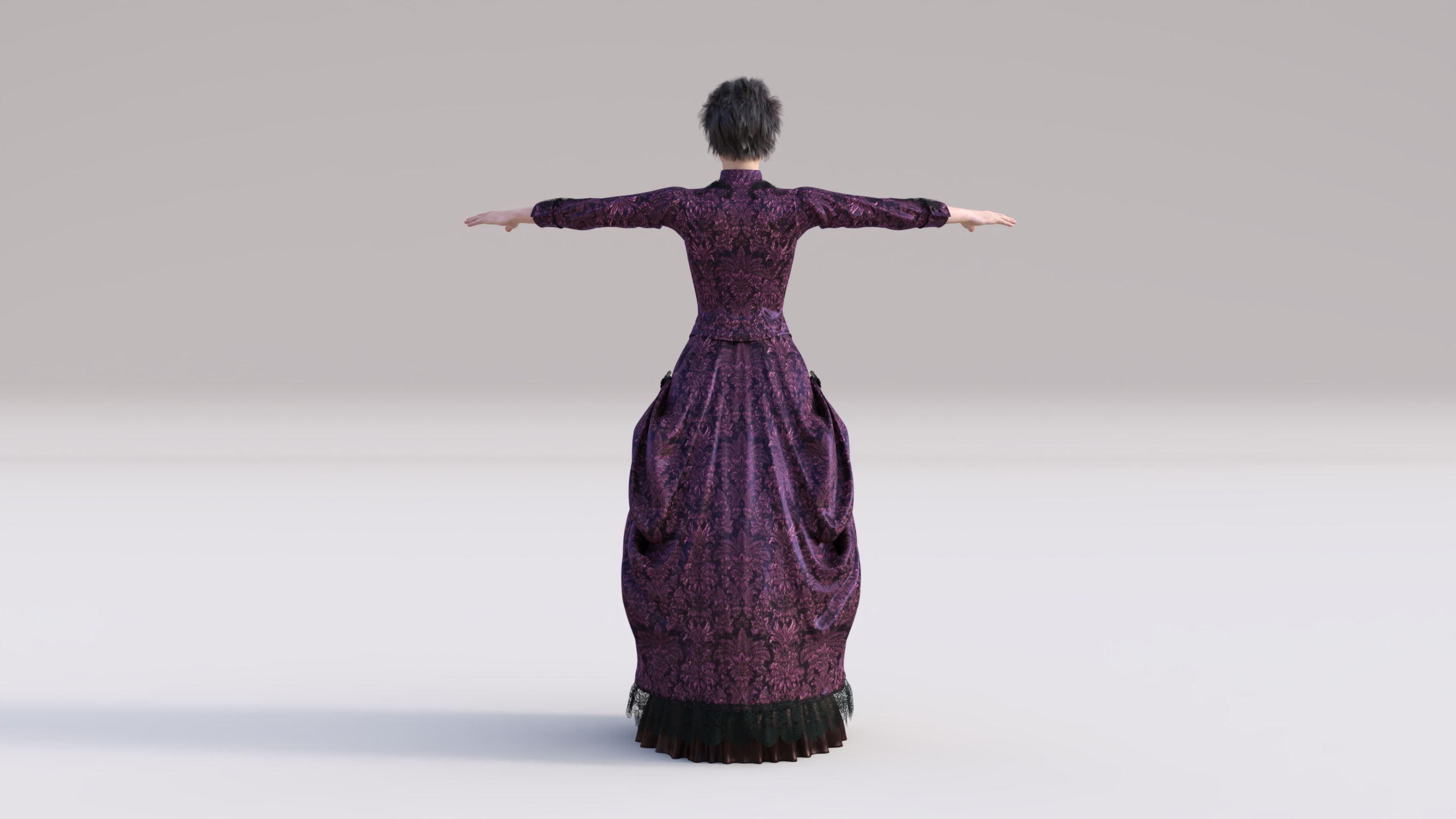 Victorian Gown Dress Clothing Outfit Low-poly 3D model_1