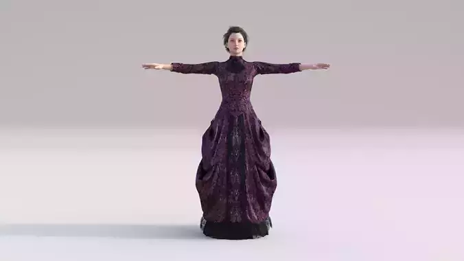 Victorian Gown Dress Clothing Outfit Low-poly 3D model