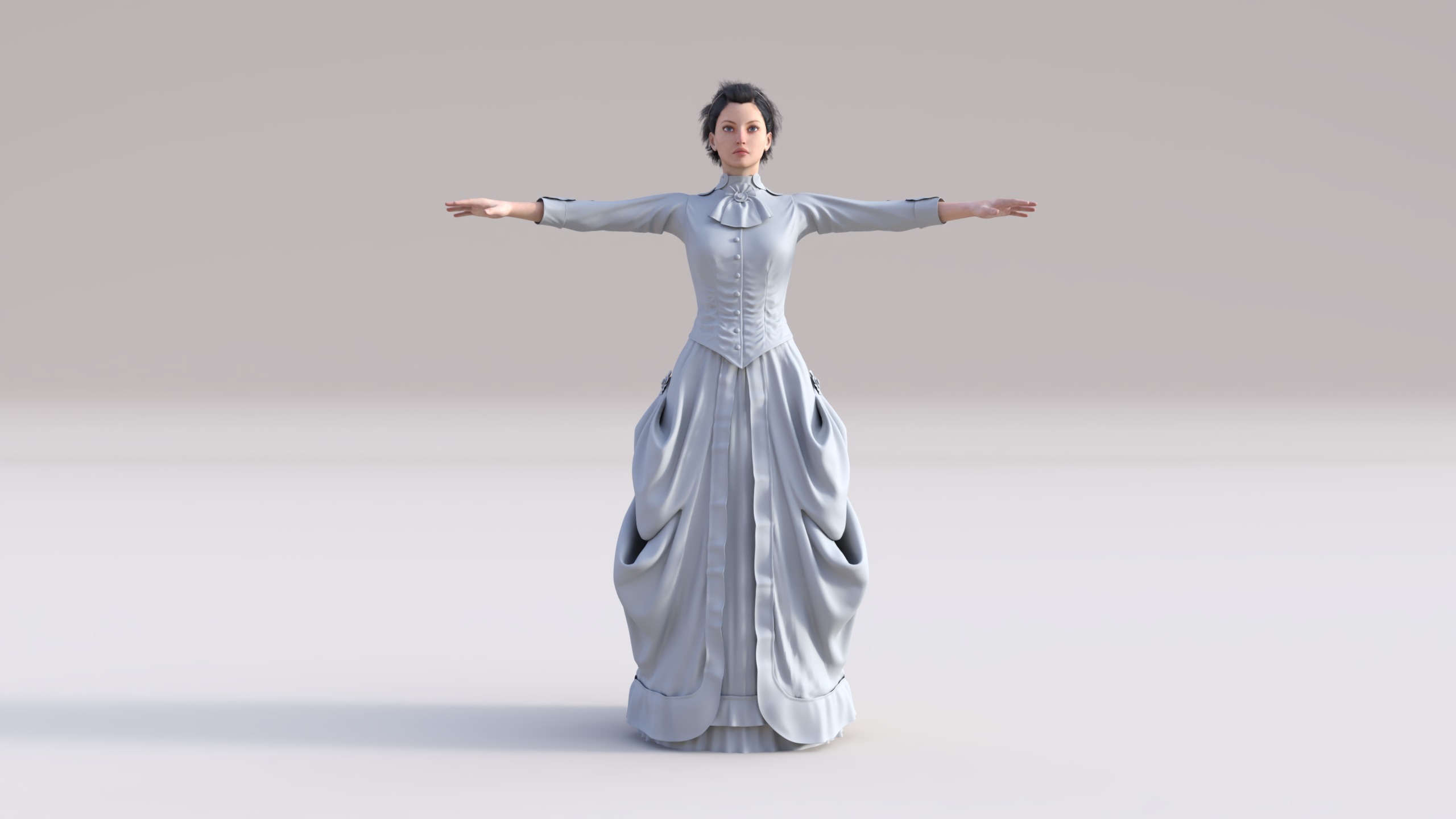 Victorian Gown Dress Clothing Outfit Low-poly 3D model_2
