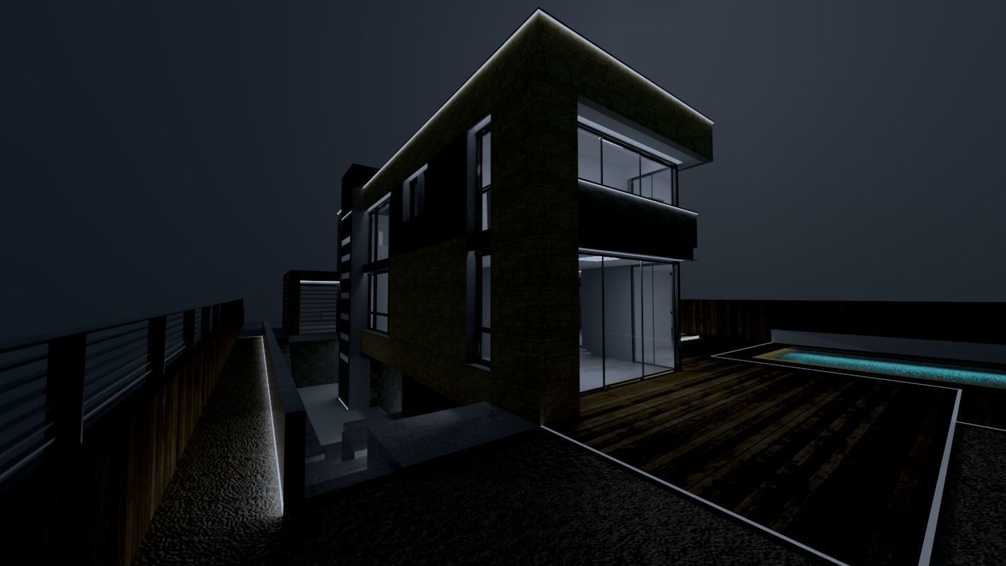 Casa Scene-villa-modern house 3D model_11