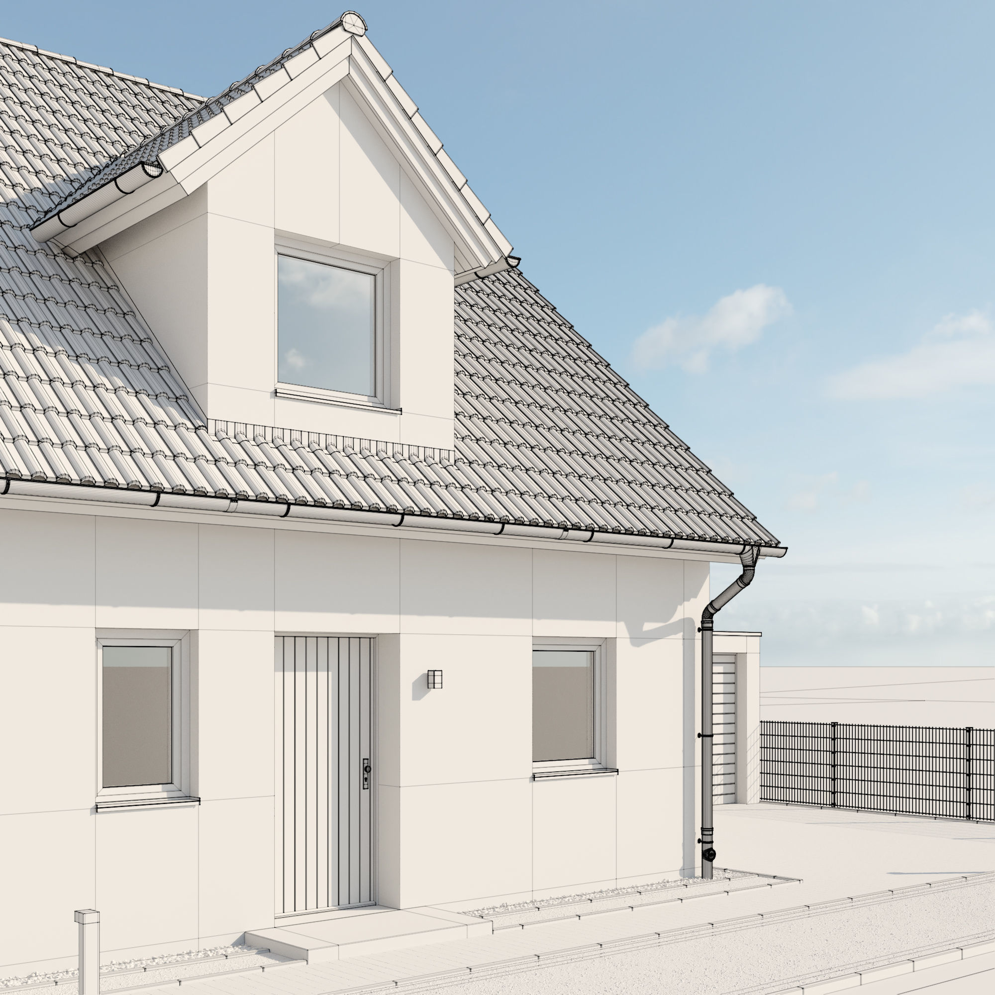 German Duplex House 3D model_6