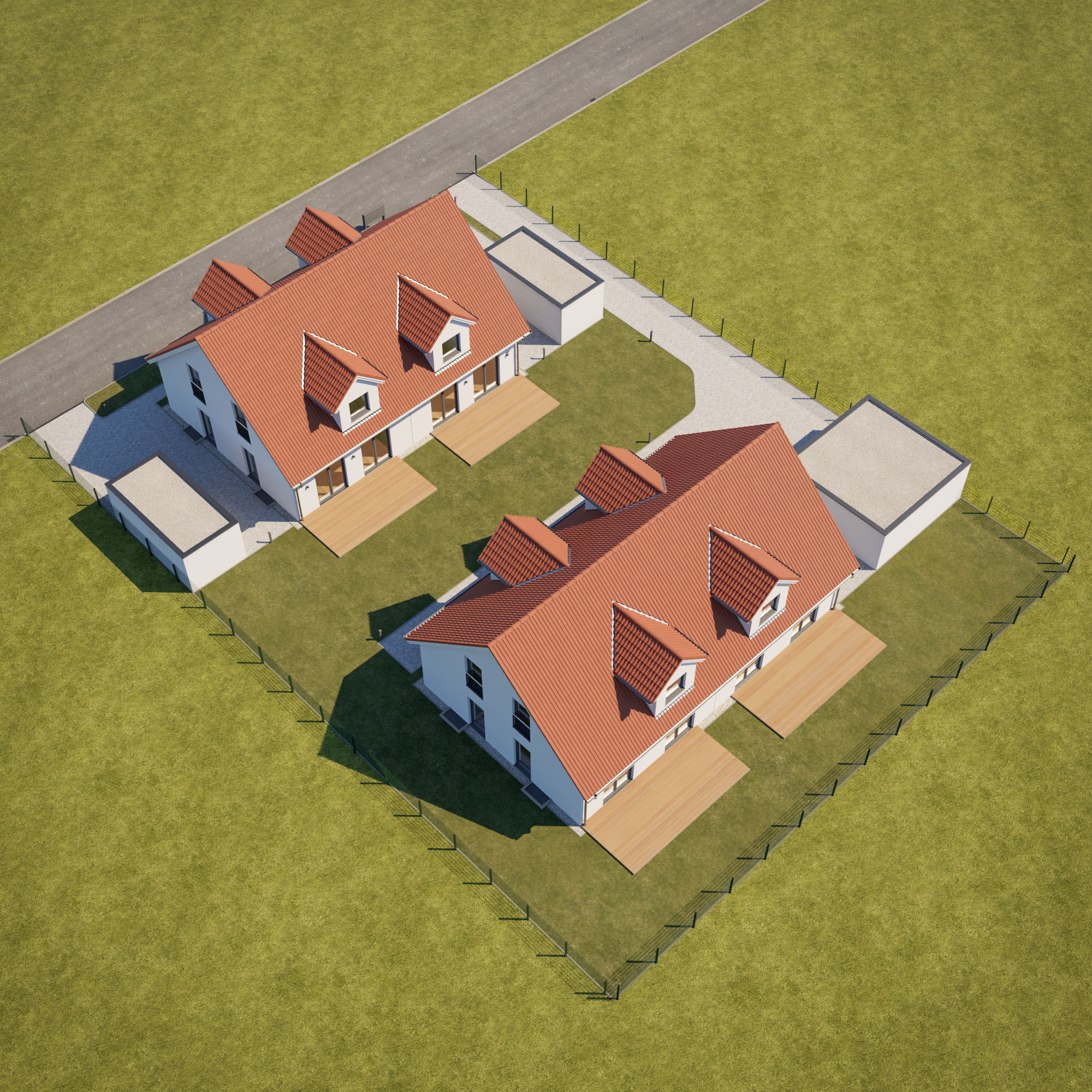 German Duplex House 3D model_11