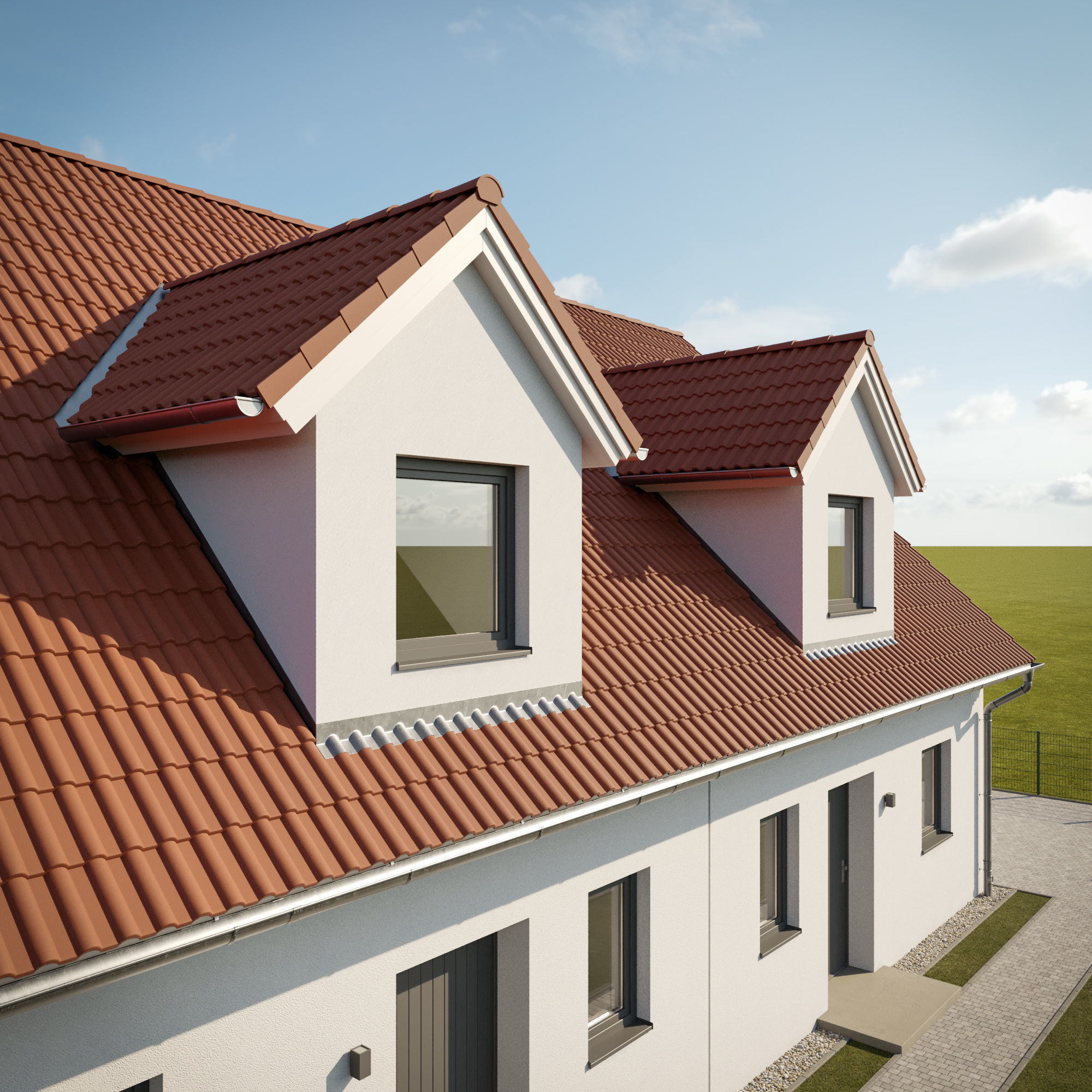 German Duplex House 3D model_3