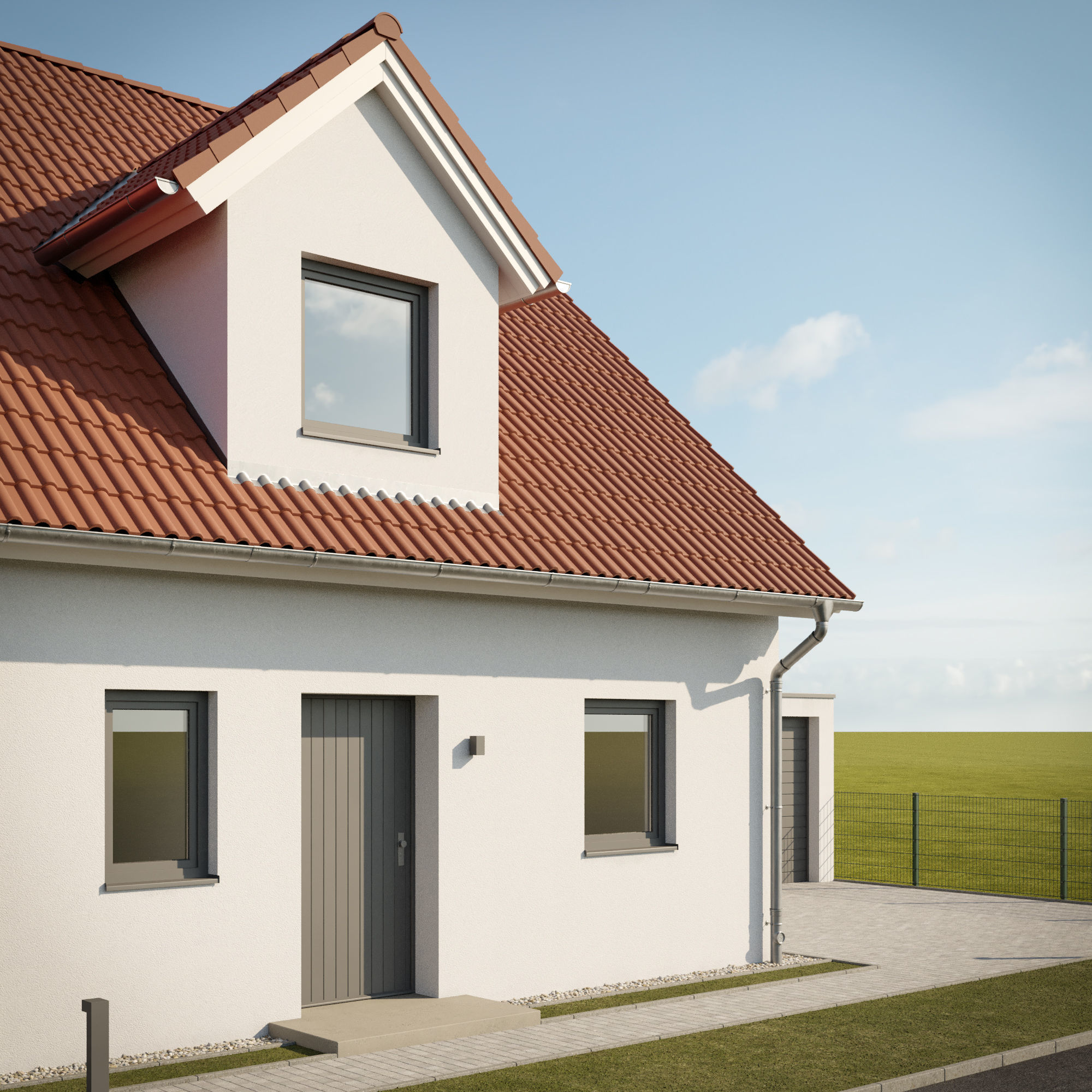 German Duplex House 3D model_5