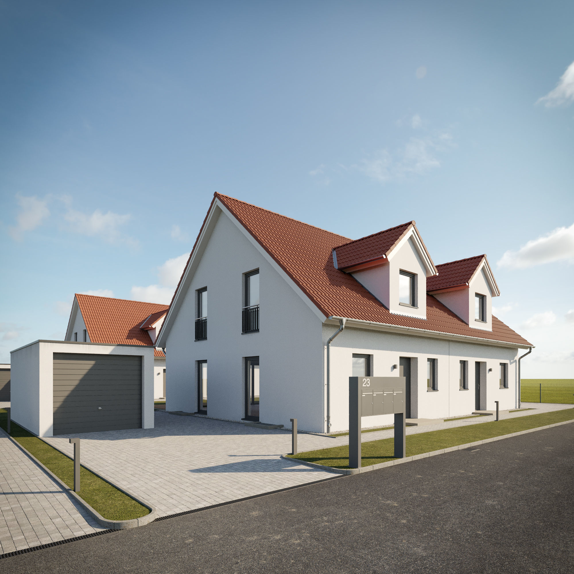 German Duplex House 3D model_1