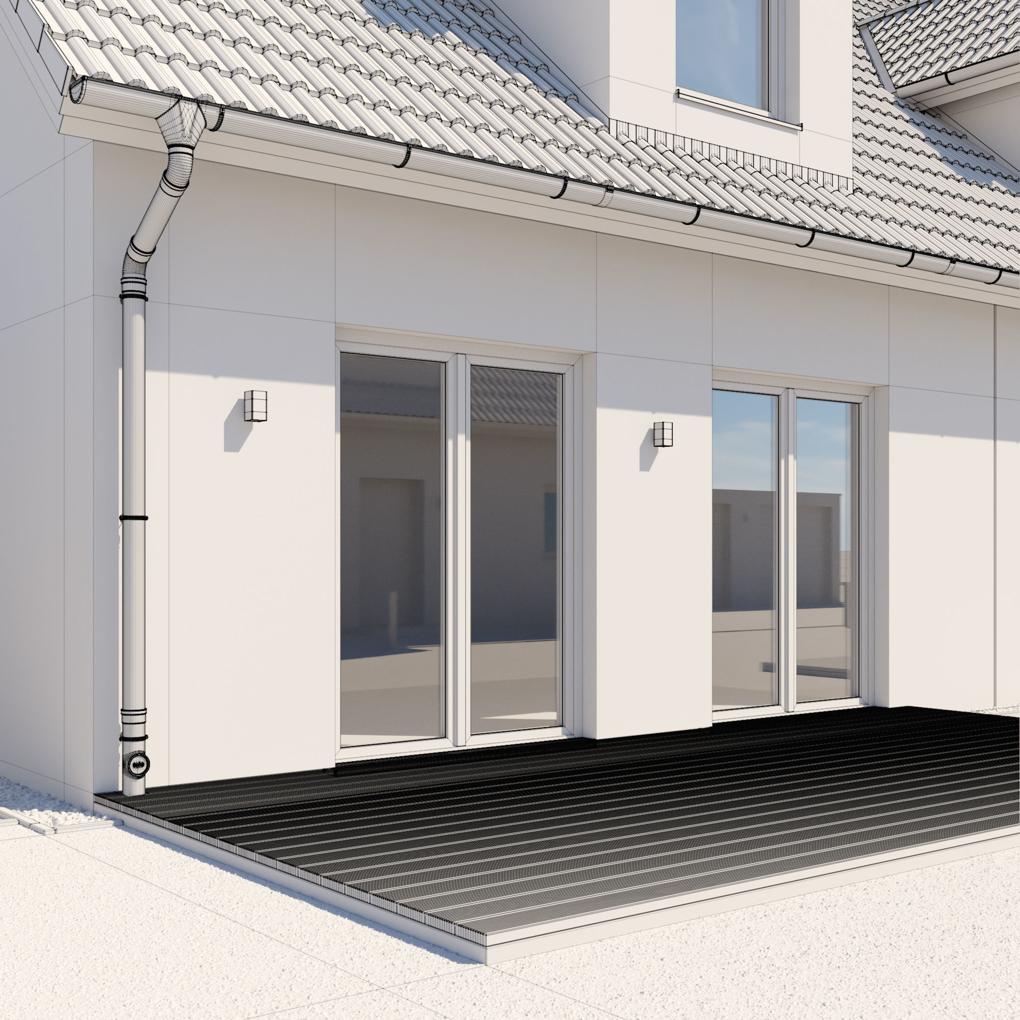 German Duplex House 3D model_10