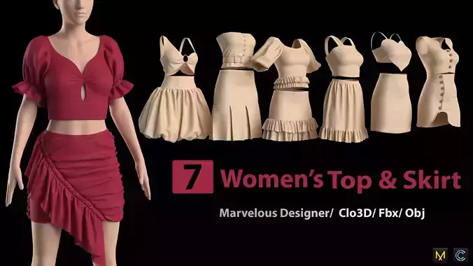 7 Womens Top and Skirt