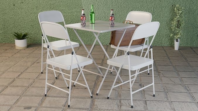 table and chair bar bundle Low-poly 3D model