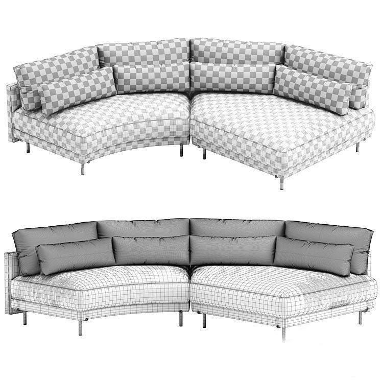 Sofa C Shape 3D model_4