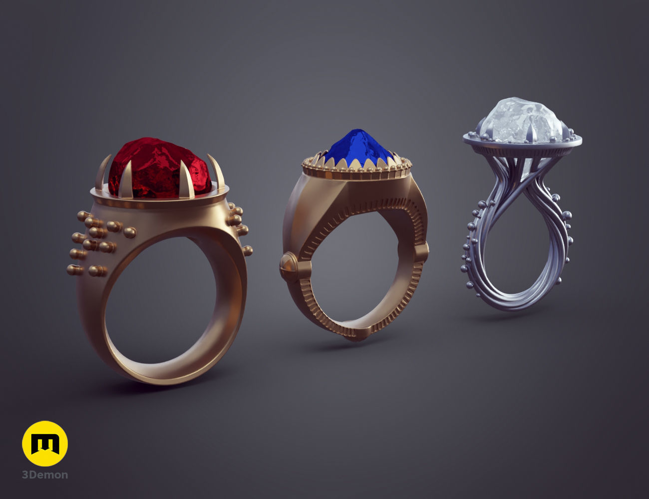 Rings of Power - 3 Elven Rings 3D print model_8