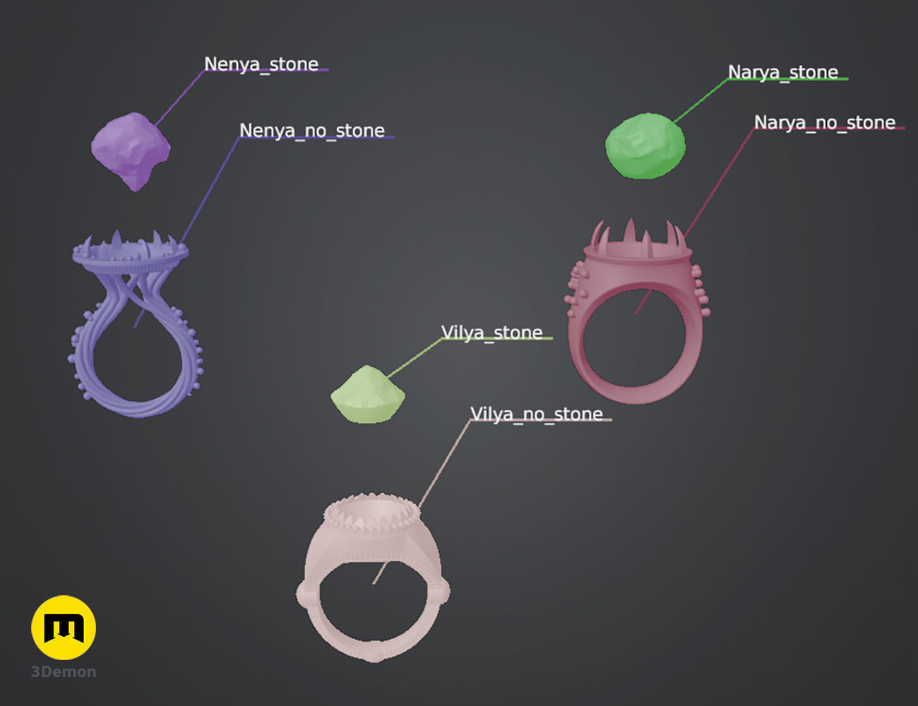 Rings of Power - 3 Elven Rings 3D print model_5