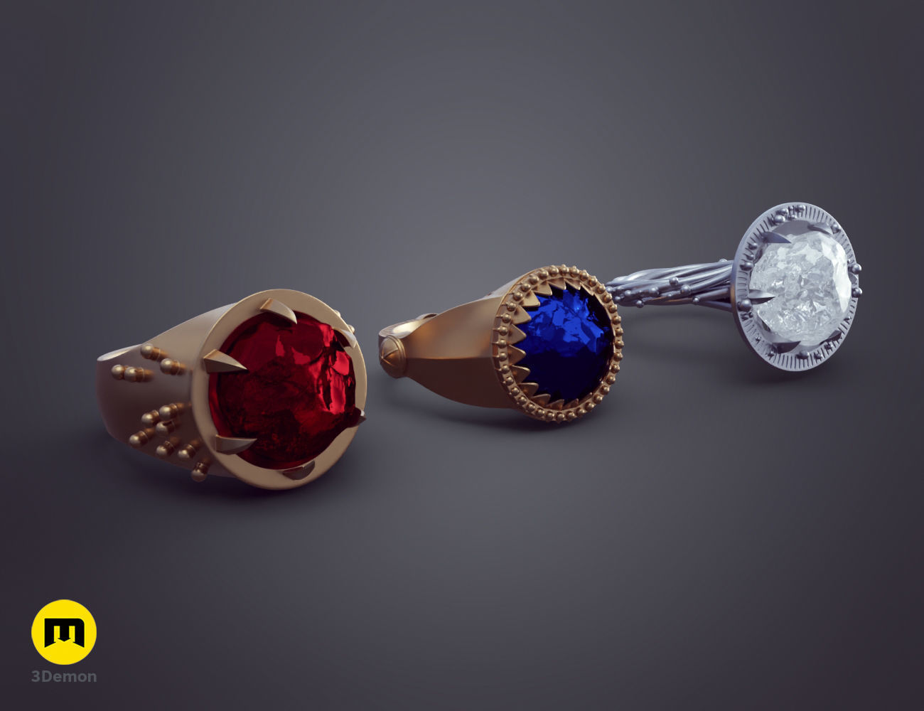 Rings of Power - 3 Elven Rings 3D print model_9