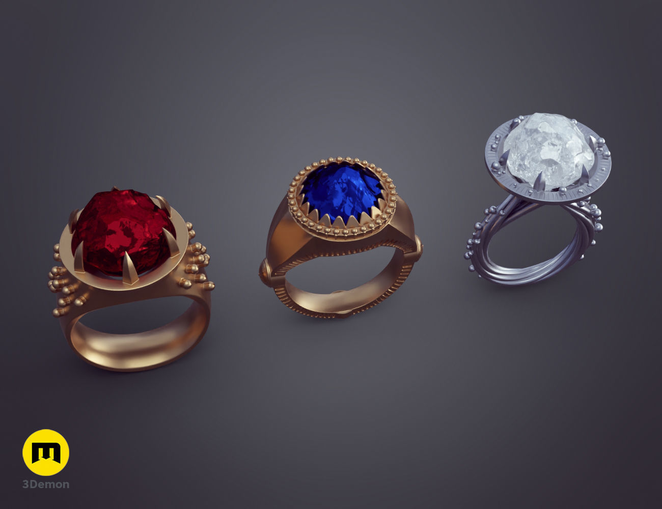 Rings of Power - 3 Elven Rings 3D print model_4
