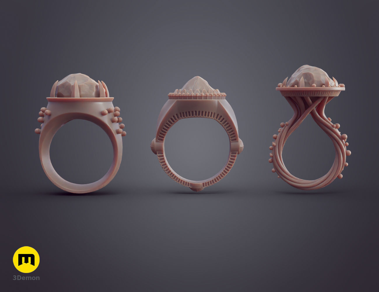 Rings of Power - 3 Elven Rings 3D print model_12