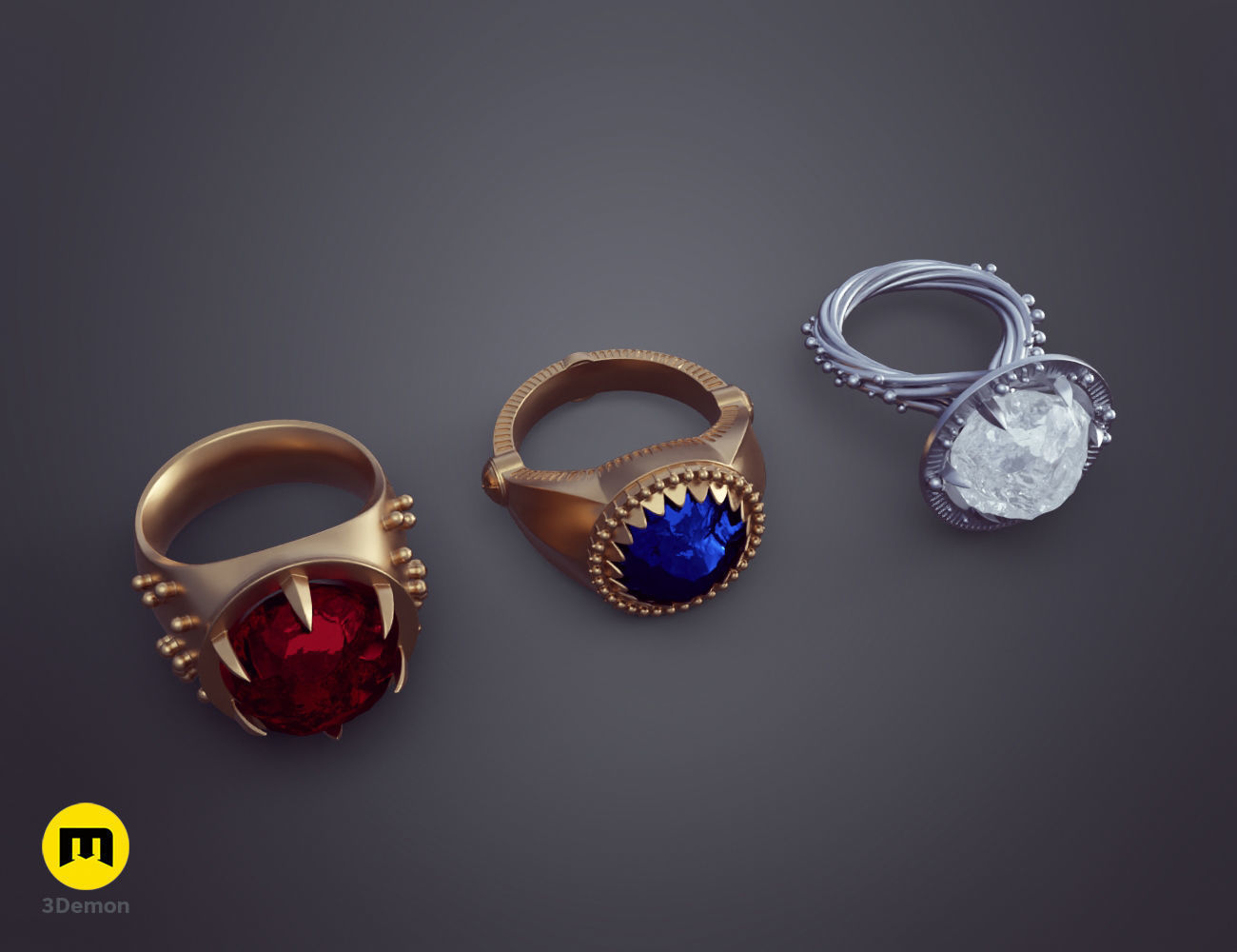 Rings of Power - 3 Elven Rings 3D print model_7
