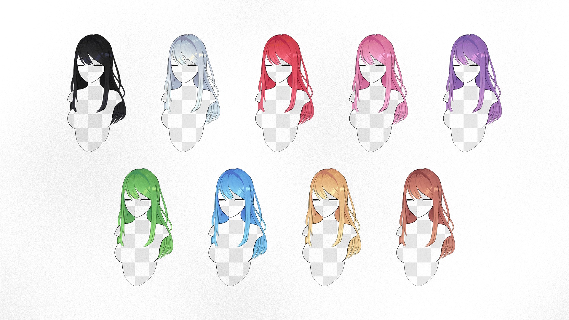Anime Hairstyle Collection Low-poly 3D model_2