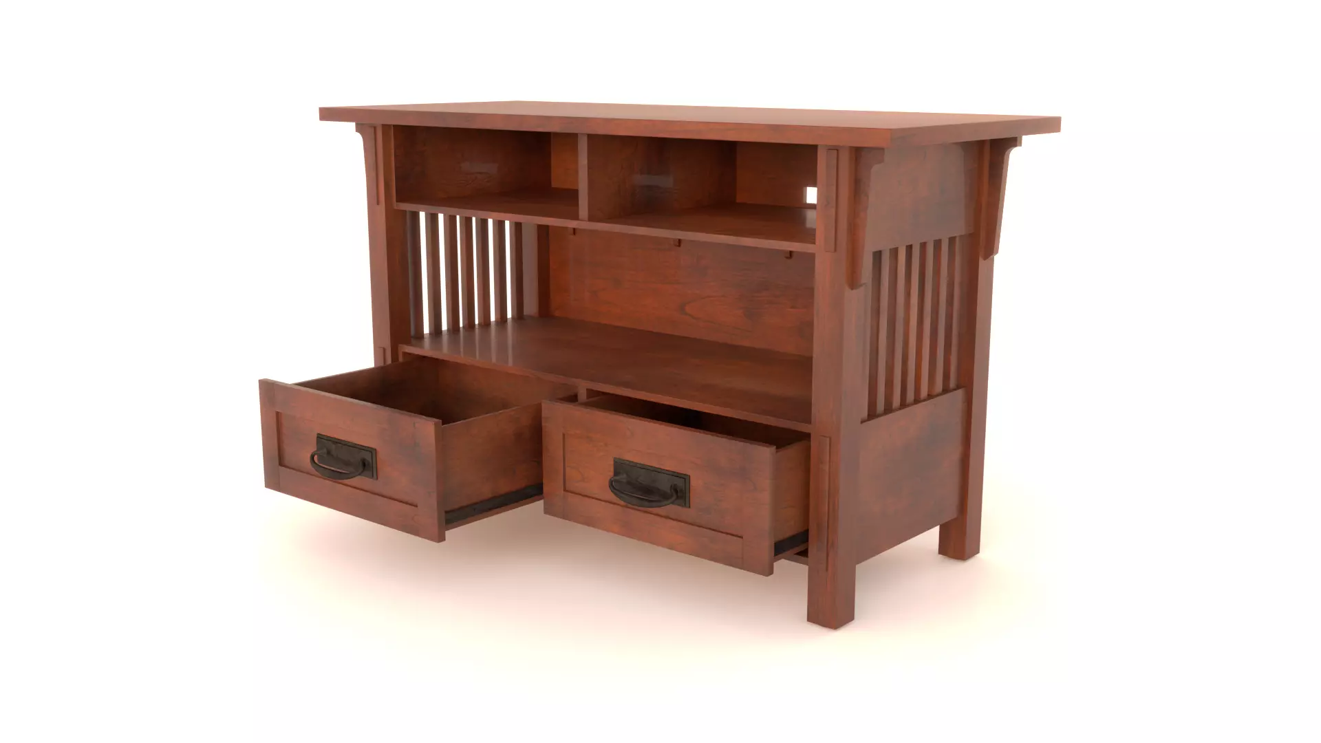 Craftsman Style TV Stand 3D model_0