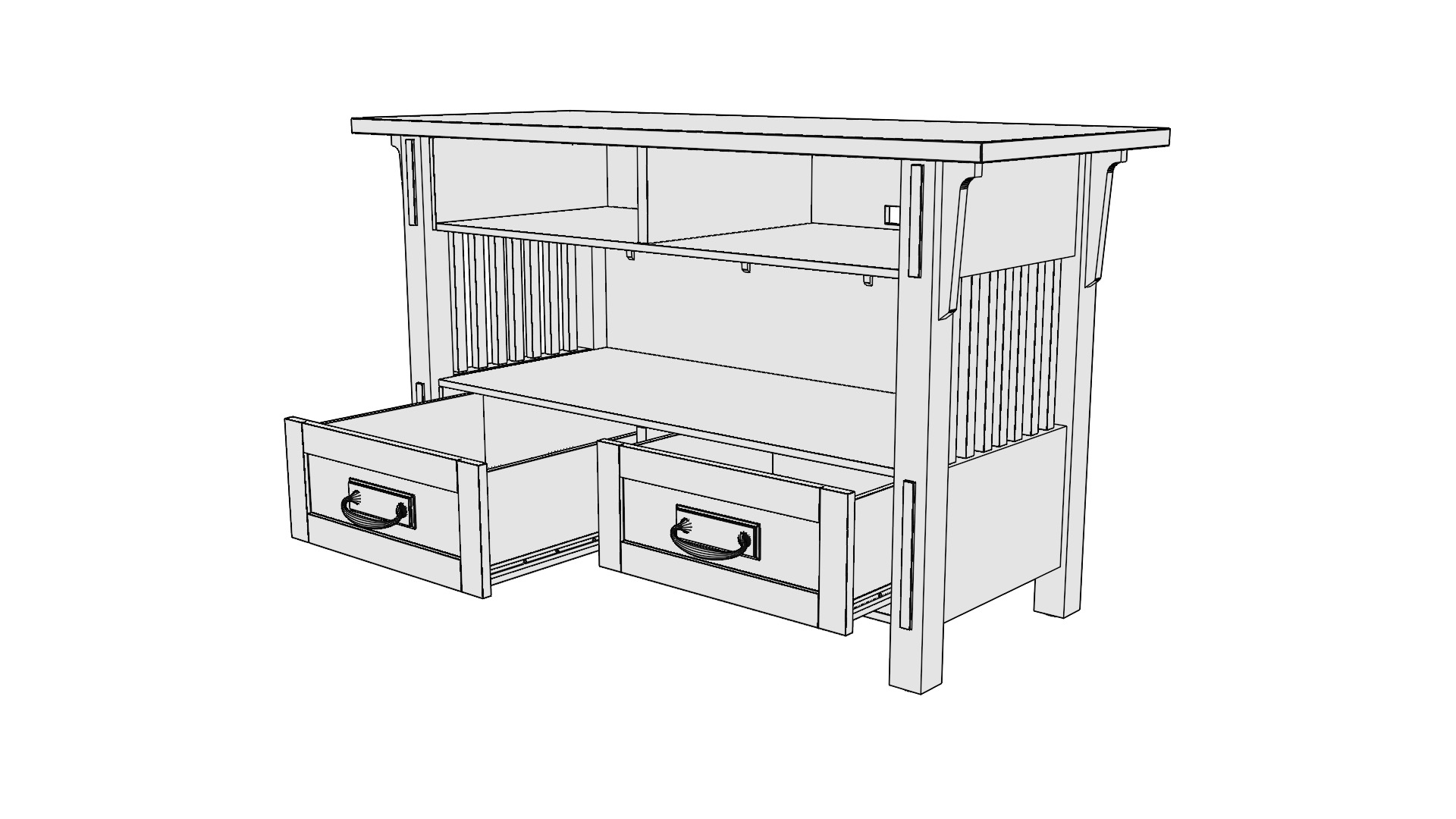 Craftsman Style TV Stand 3D model_2