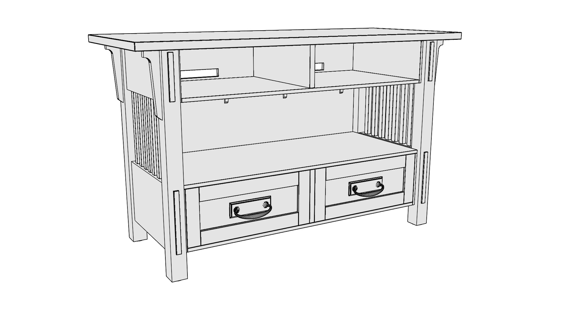 Craftsman Style TV Stand 3D model_4