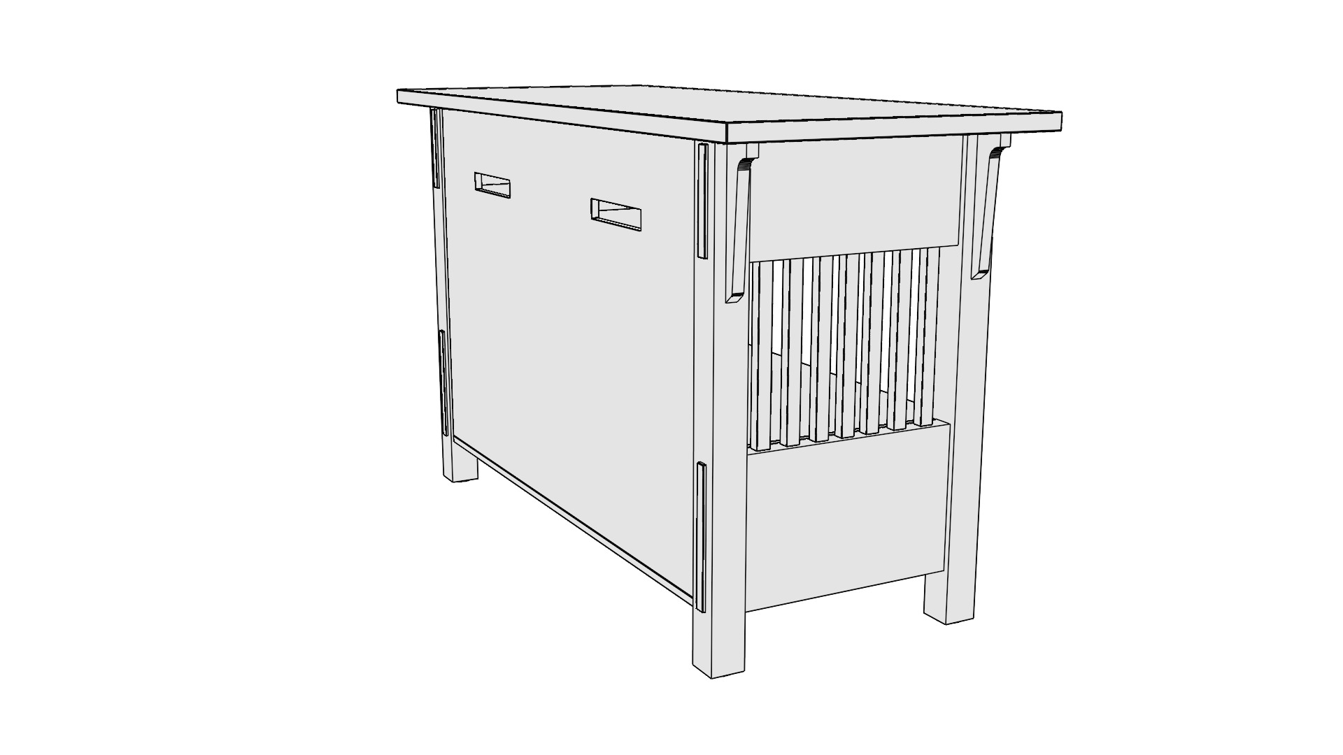 Craftsman Style TV Stand 3D model_12