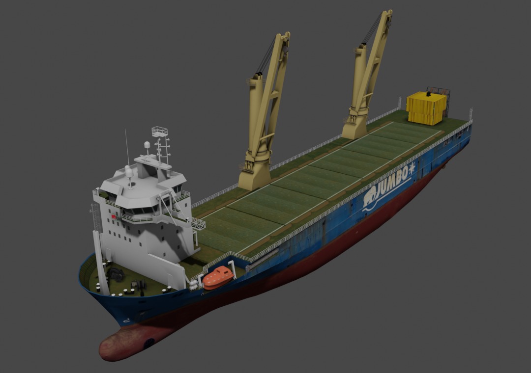 Jumbo heavy load vessel  Low-poly 3D model_6