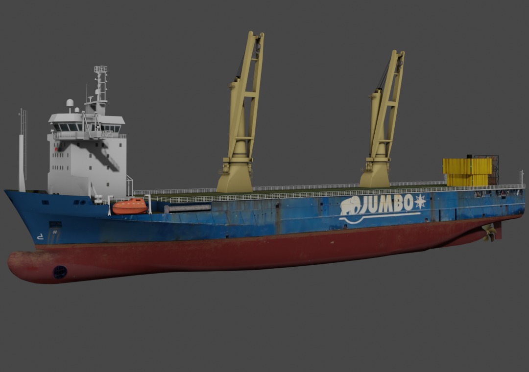 Jumbo heavy load vessel  Low-poly 3D model_10