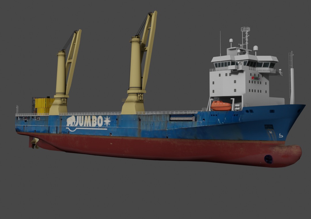 Jumbo heavy load vessel  Low-poly 3D model_9