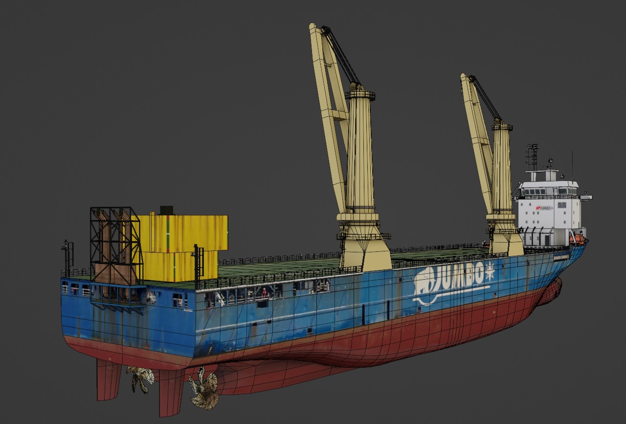 Jumbo heavy load vessel  Low-poly 3D model_2
