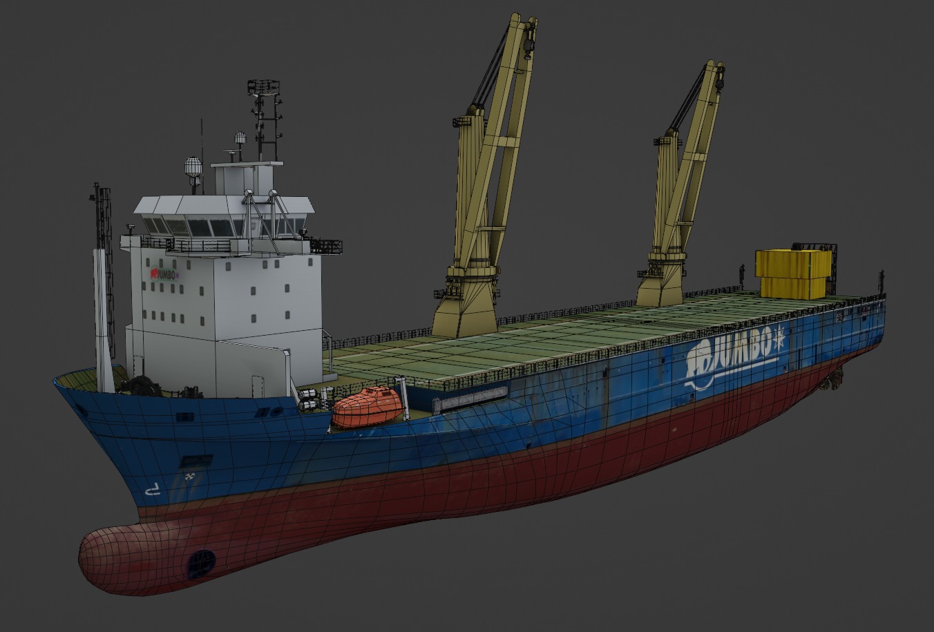 Jumbo heavy load vessel  Low-poly 3D model_3