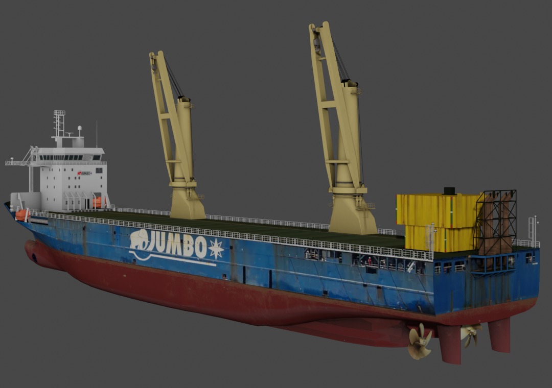 Jumbo heavy load vessel  Low-poly 3D model_5
