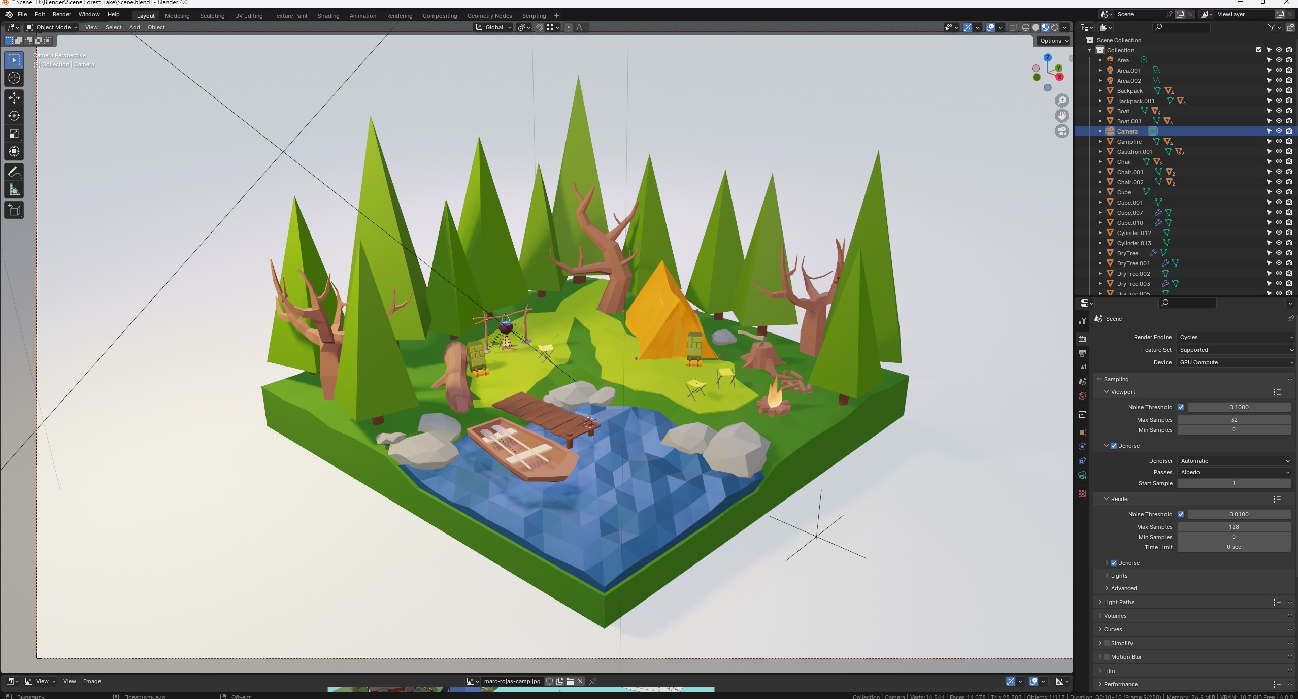Forest Lake Low-poly 3D model_4