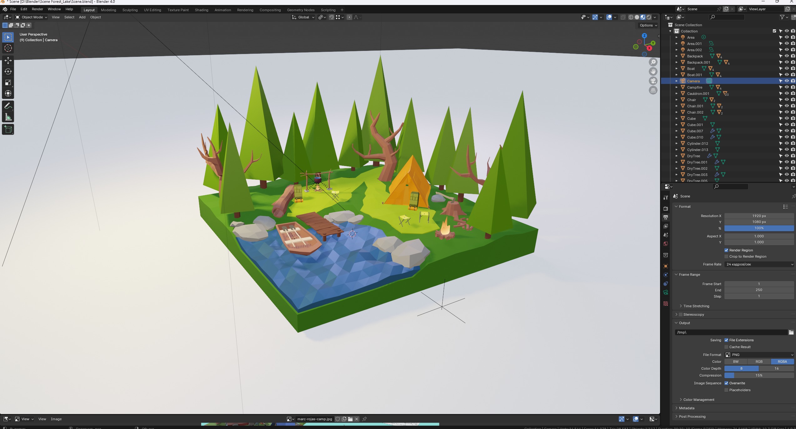 Forest Lake Low-poly 3D model_1