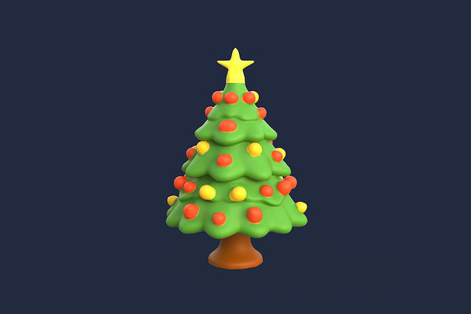 Cartoon Christmas Tree Decorations 3D model