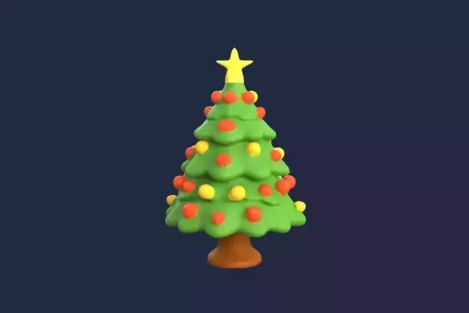 Cartoon Christmas Tree Decorations 3D model
