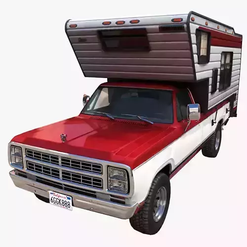 Dodge Ram D100 camper truck Low-poly 3D model