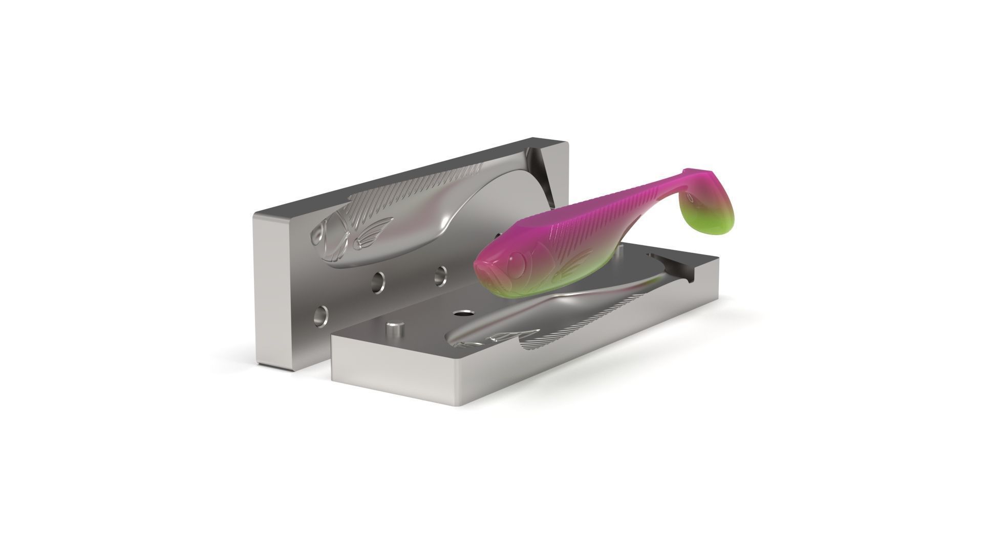 Open pour mold for swimbait 140mm 3D print model_3