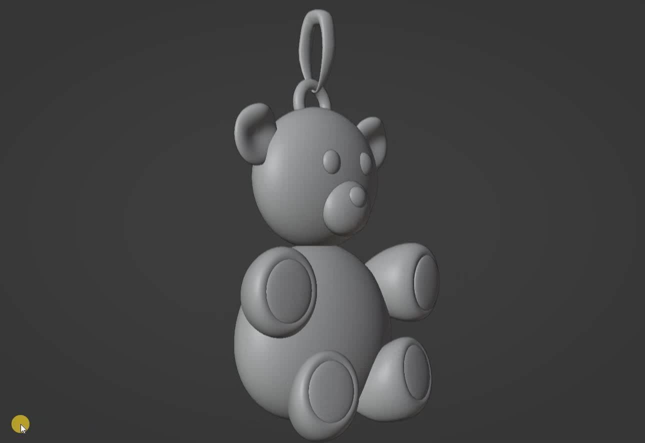 Bear pendant 3D print model 3D print model_6