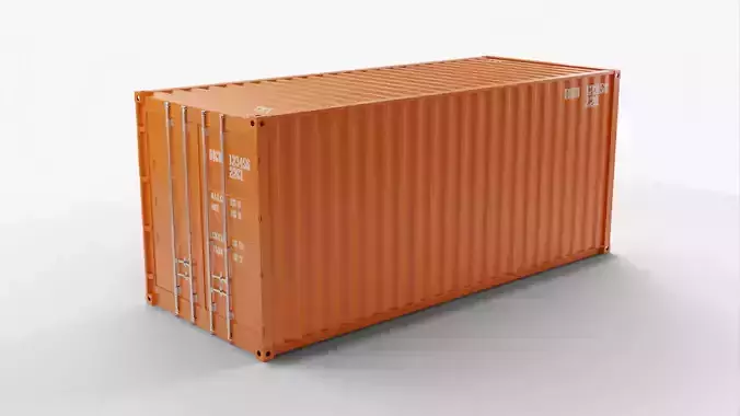 20Ft Cargo Container - Orange - Clean